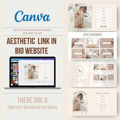 Aesthetic Link in Bio - 6 Canva Templates