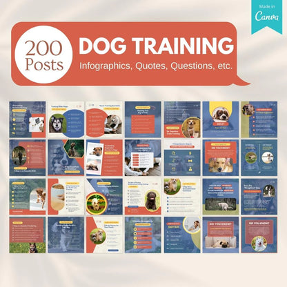 200 Dog Training Posts - Social Media Canva Templates