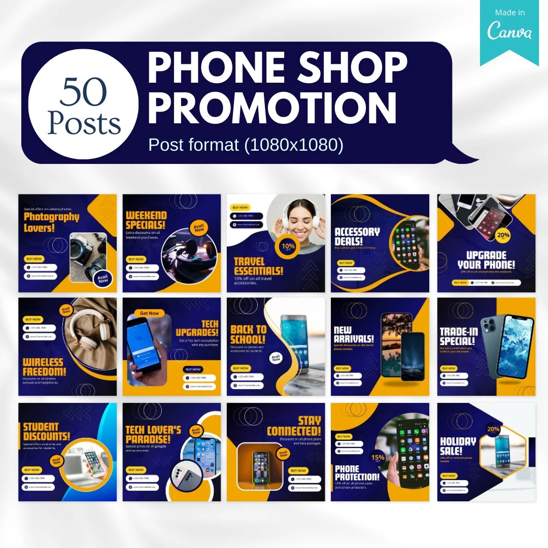 70 Phone Shop Promotion Canva Templates