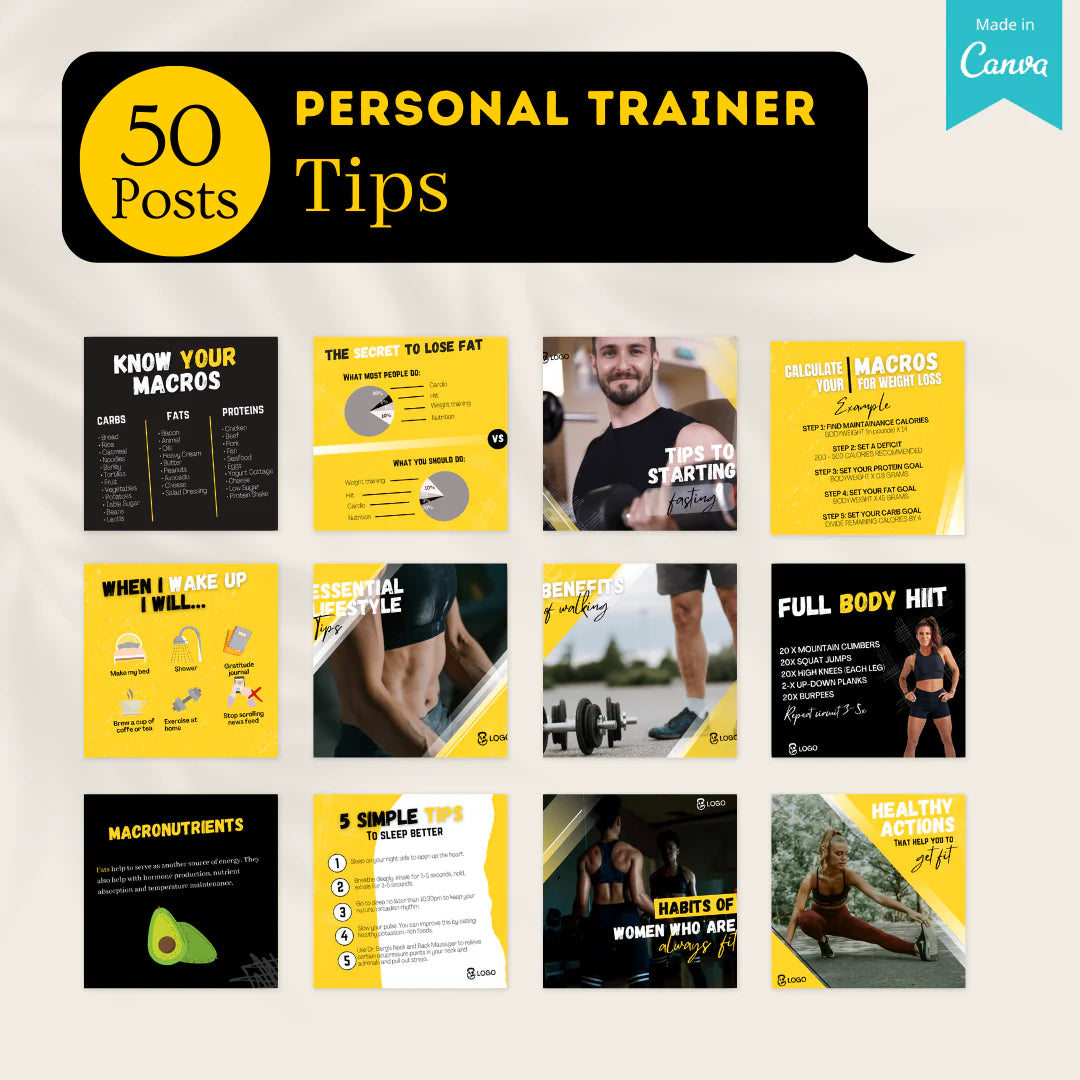 300 Personal Trainer Posts - Social Media Templates