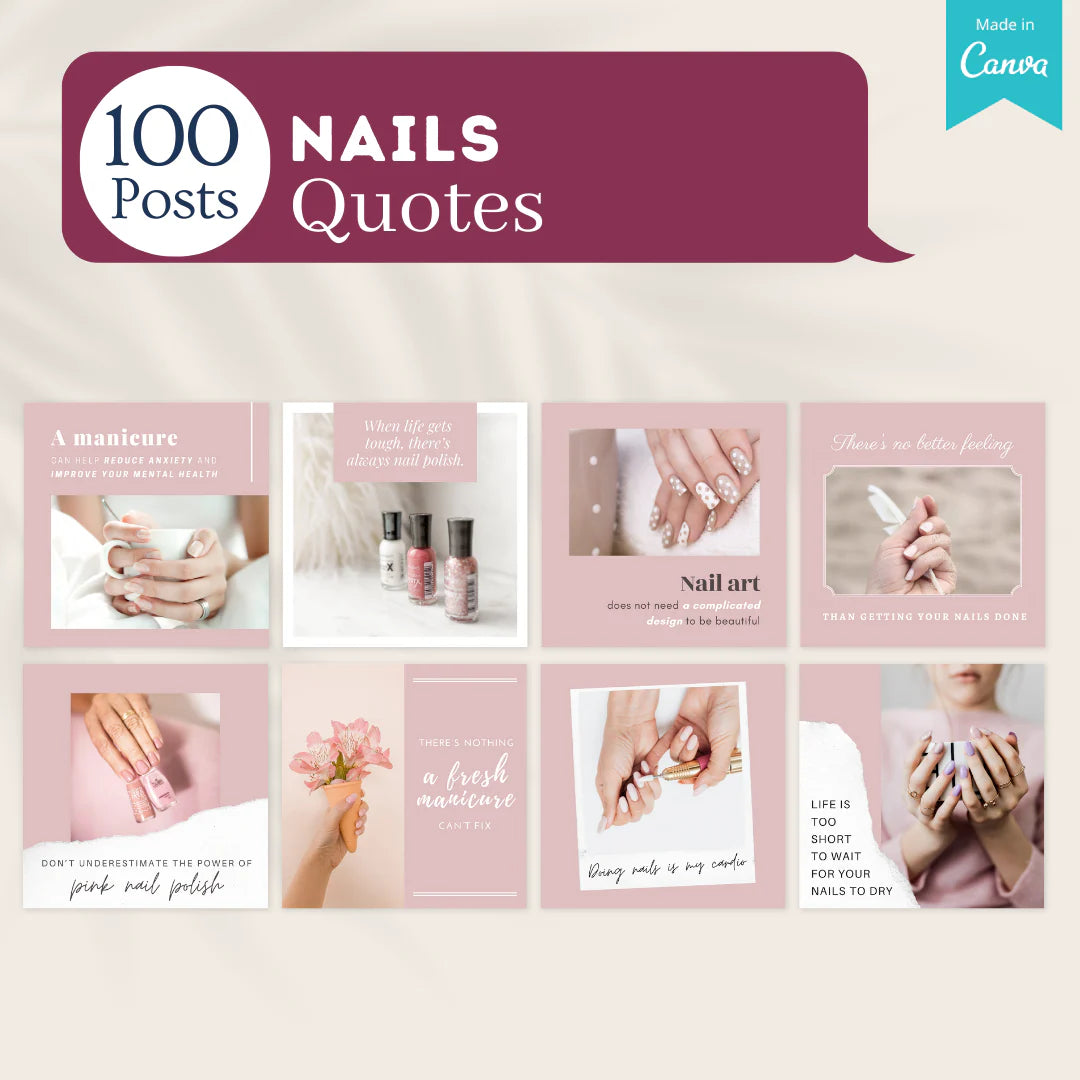 300 Nails Posts - Social Media Canva Templates