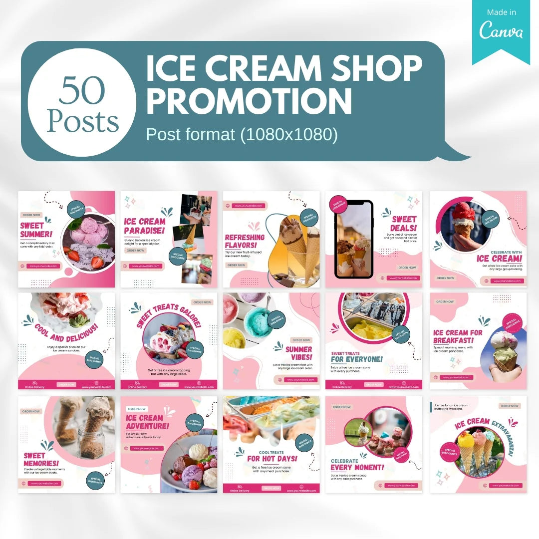 70 Ice Cream Shop Promotion Canva Templates