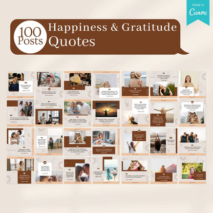 500 Happiness & Gratitude Posts - Social Media Templates