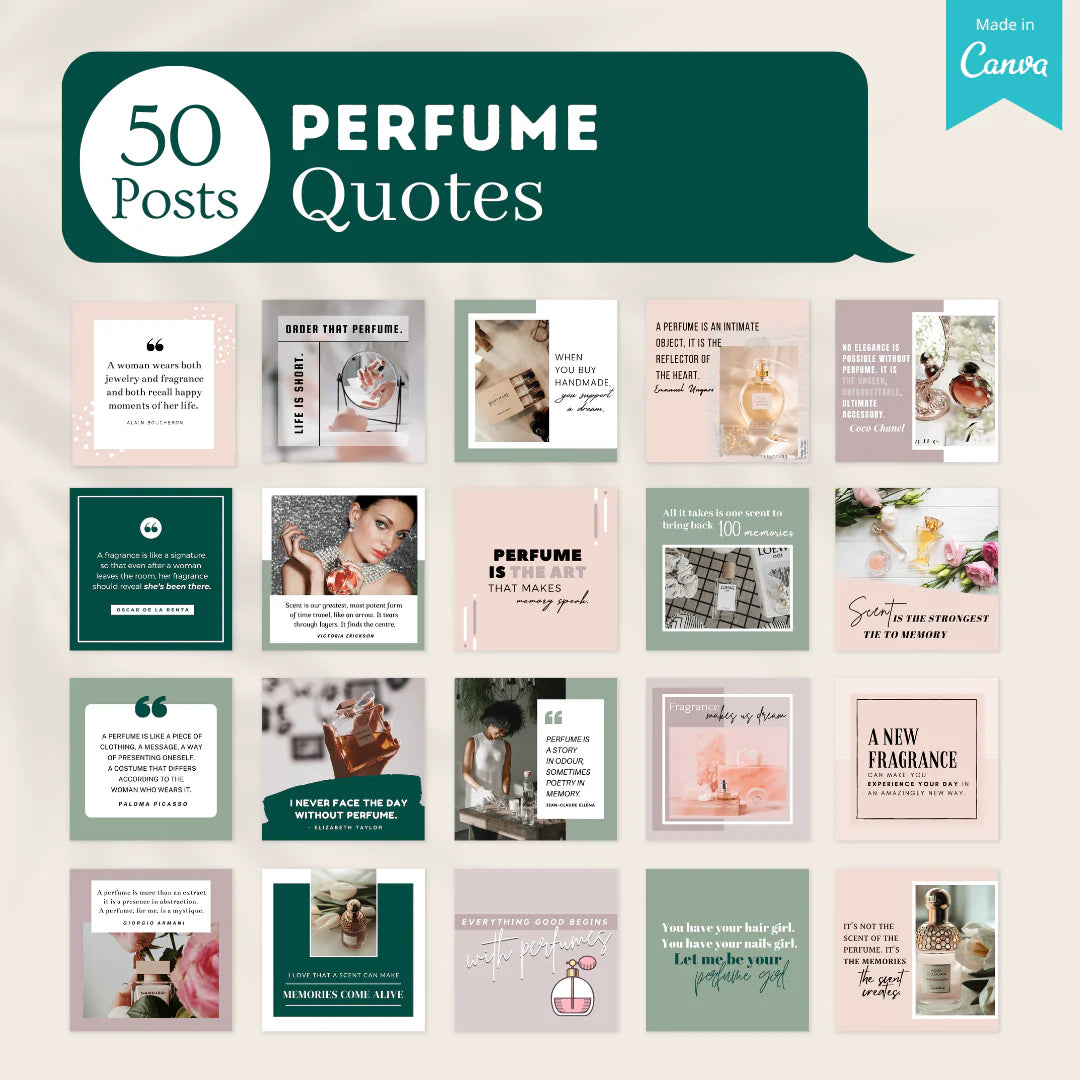 200 Perfume Posts - Social Media Canva Templates