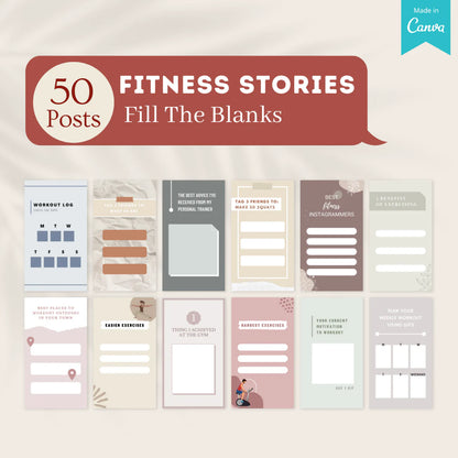 300 Fitness Stories Posts - Social Media Templates