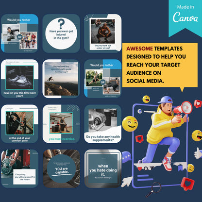 Fitness Template - Canva Editable Posts