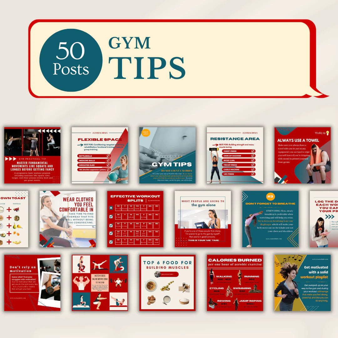 200 GYM Posts - Canva Editable Templates