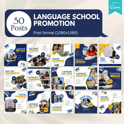 70 Language School Promotion Canva Templates