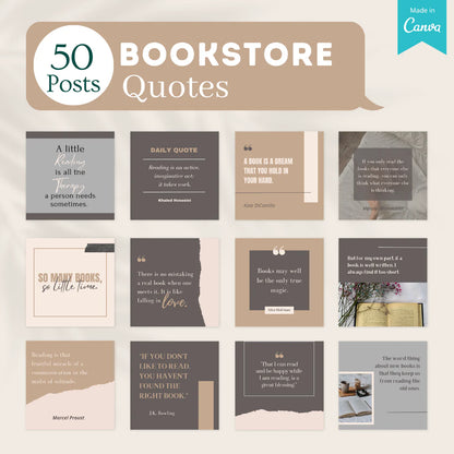 200 Bookstore Posts - Social Media Canva Templates