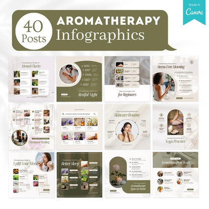 300 Aromatherapy Posts - Social Media Canva Templates