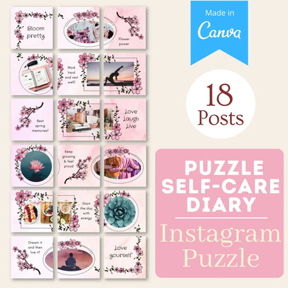 Puzzle Self Care Diary - Canva Templates