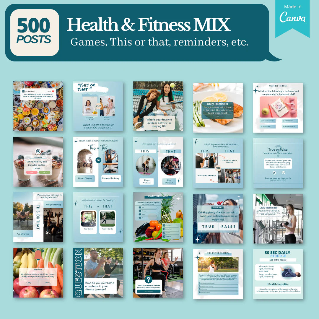 2000+ Fitness, Nutrition & Health Bundle - Social Media Templates