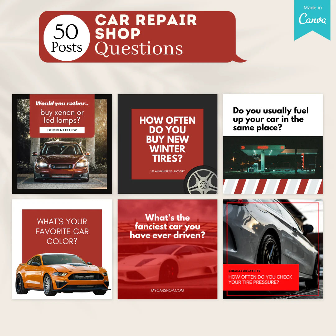 200 Car Repair Shop Posts - Social Media Templates