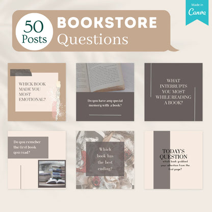 200 Bookstore Posts - Social Media Canva Templates