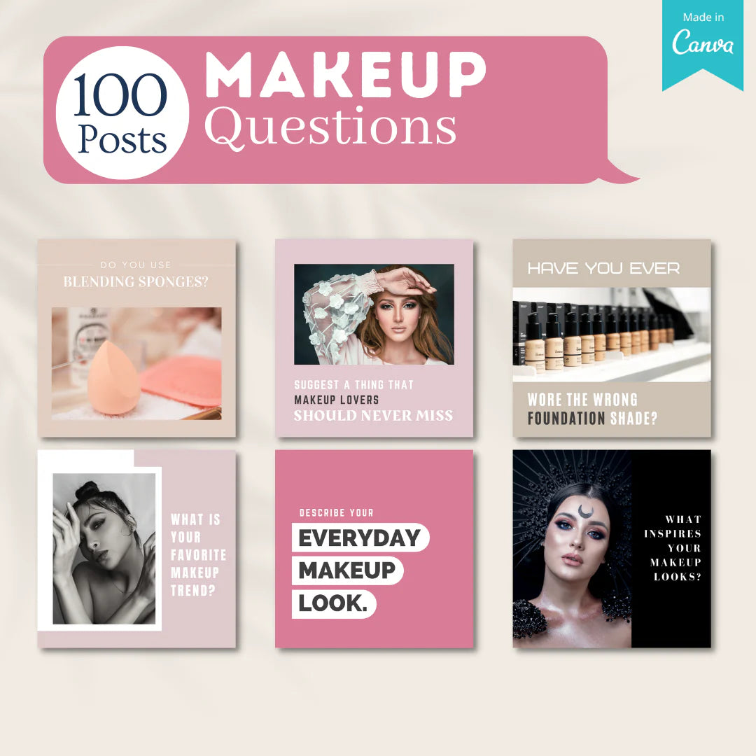 400 Makeup Posts - Social Media Canva Templates