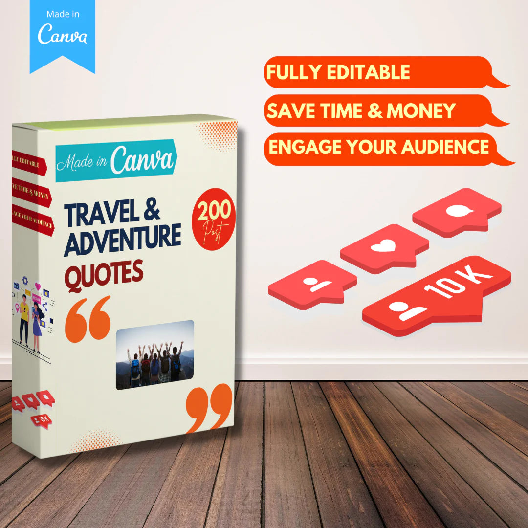 200 Travel & Adventure Quotes - Canva Editable Templates