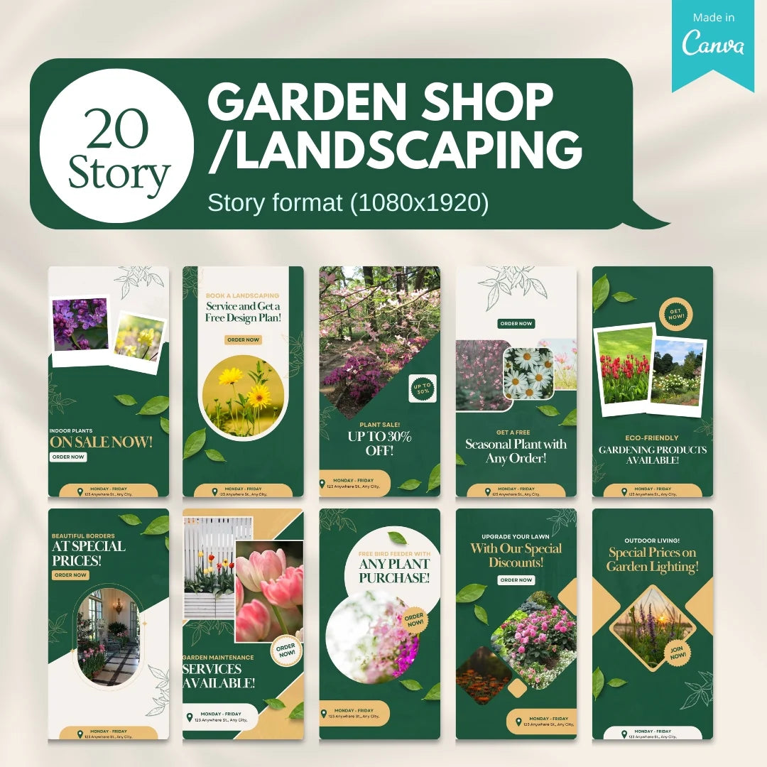 70 Garden Shop/Landscaping Promotion Canva Templates