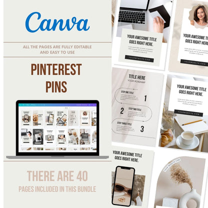 40 Pinterest Pins Canva Template Bundle