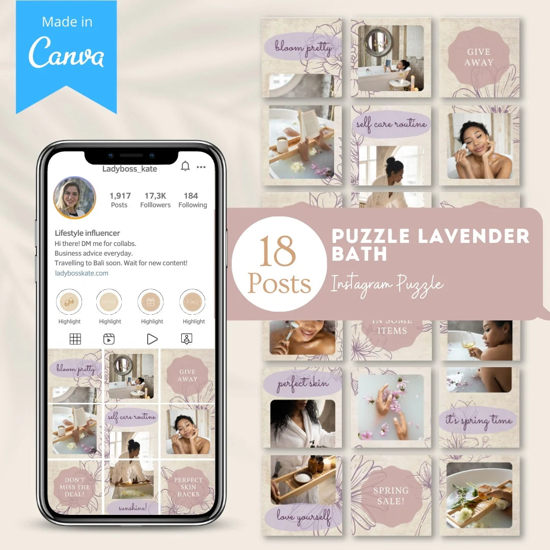 Puzzle Lavender Bath - Canva Templates