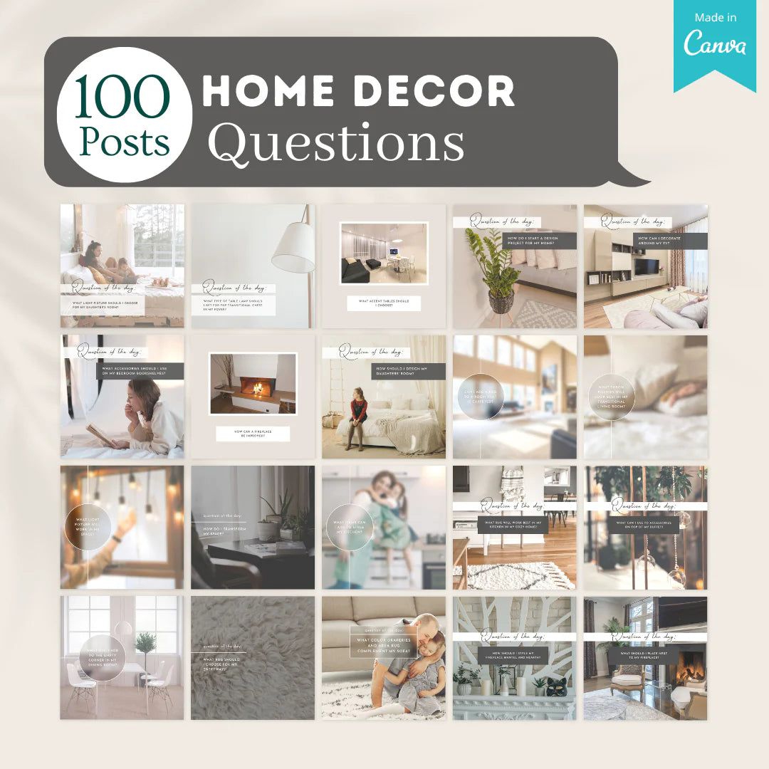 300 Home Decor Posts - Social Media Canva Templates