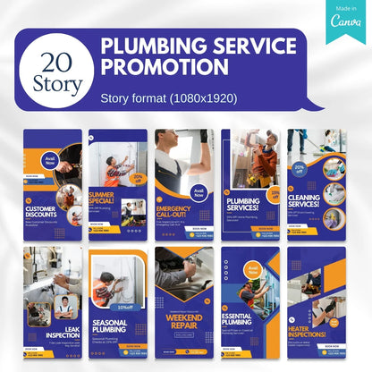 70 Plumbing Service Promotion Canva Templates