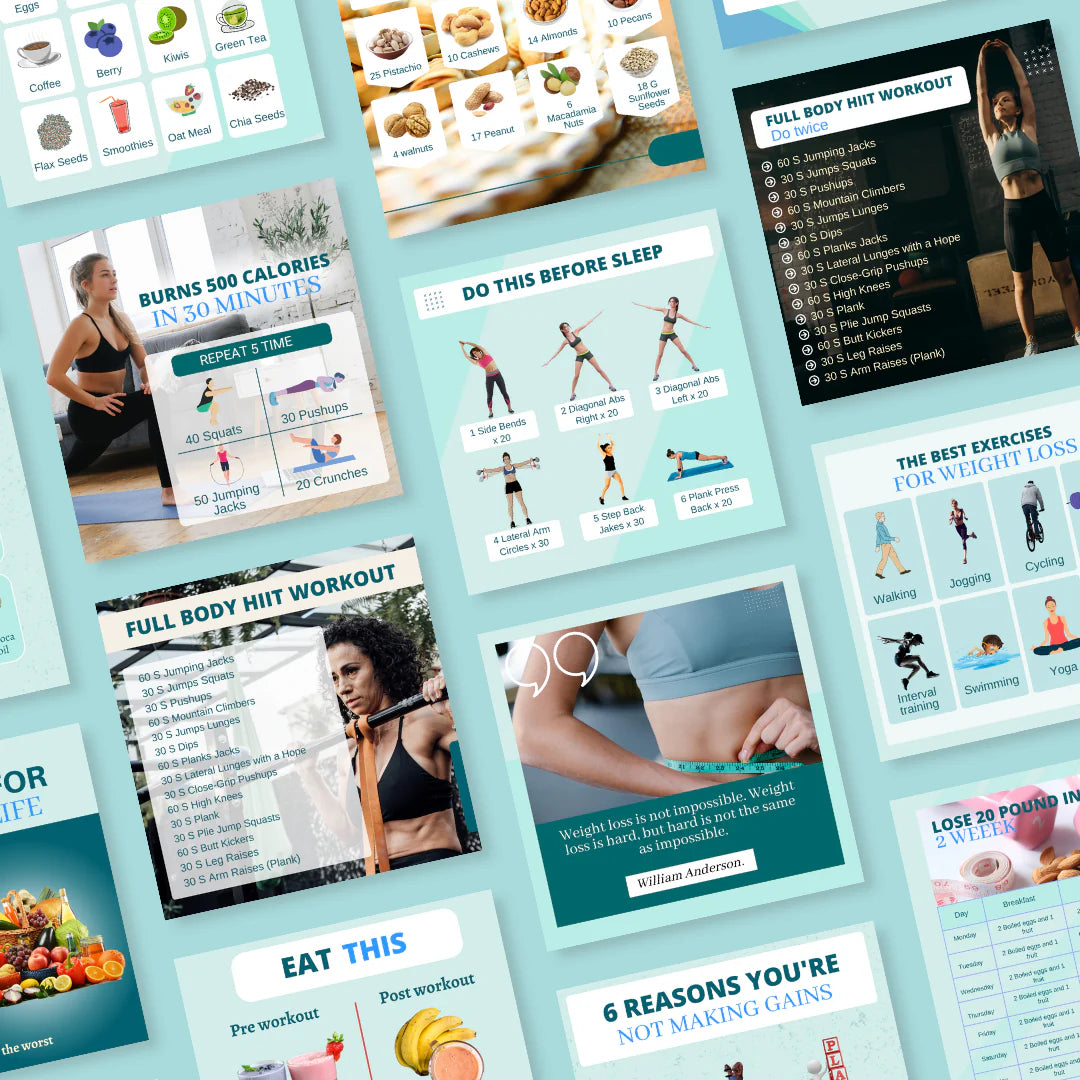 200 Weight Loss Templates - Editable Canva Templates