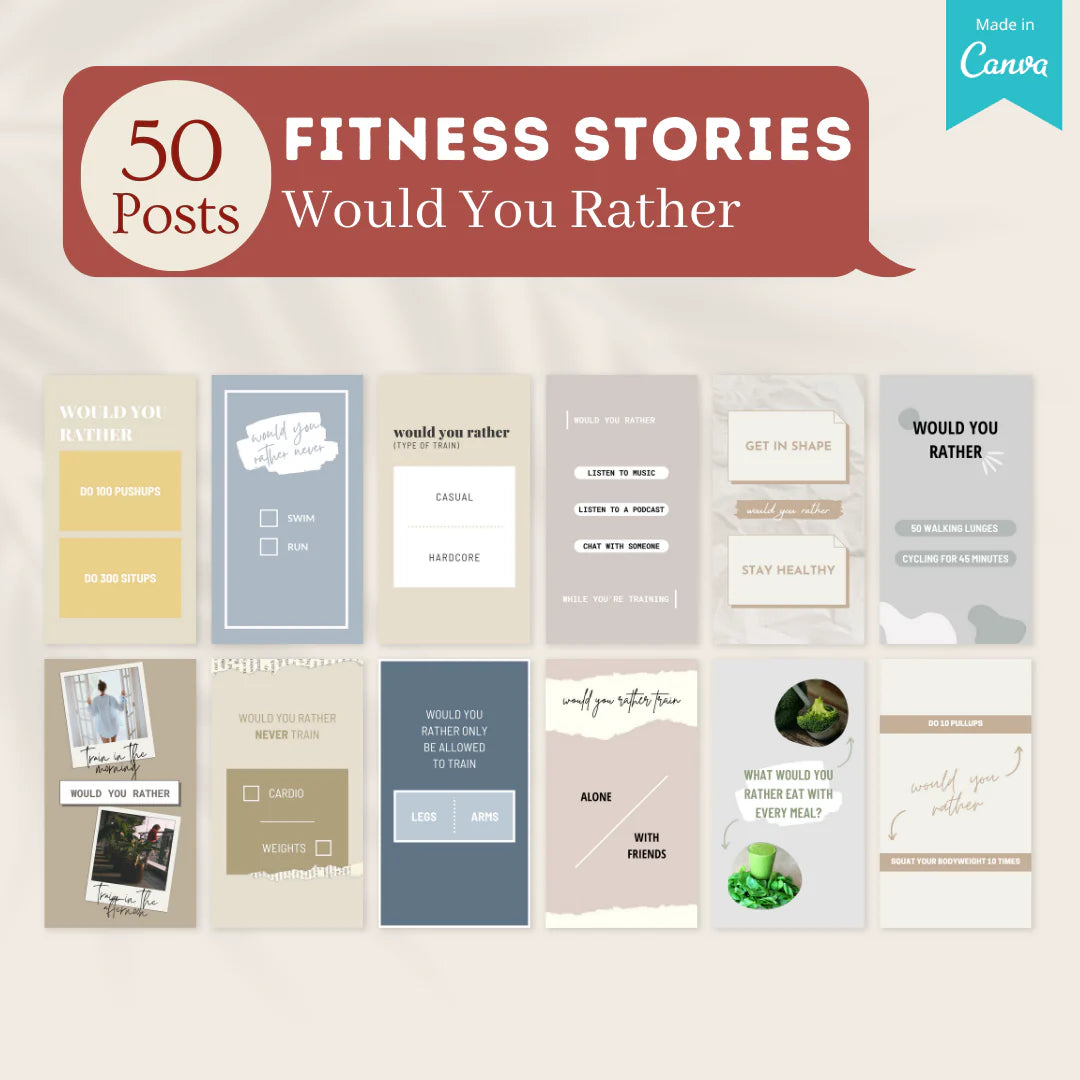 300 Fitness Stories Posts - Social Media Templates