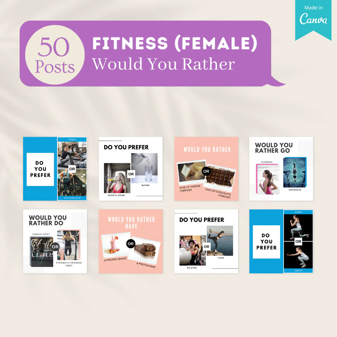 400 Fitness (Female) Posts - Social Media Templates