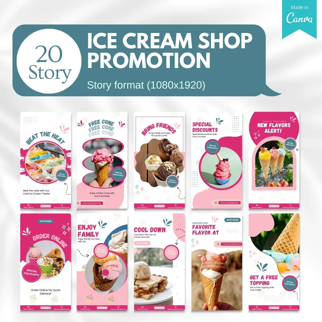 70 Ice Cream Shop Promotion Canva Templates