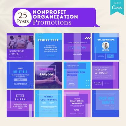 200 Nonprofit Organization Posts - Social Media Templates