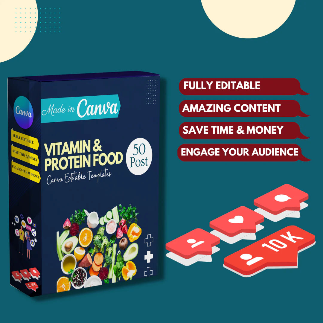 Vitamin & Protein Food Post - (Canva Editable Templates)