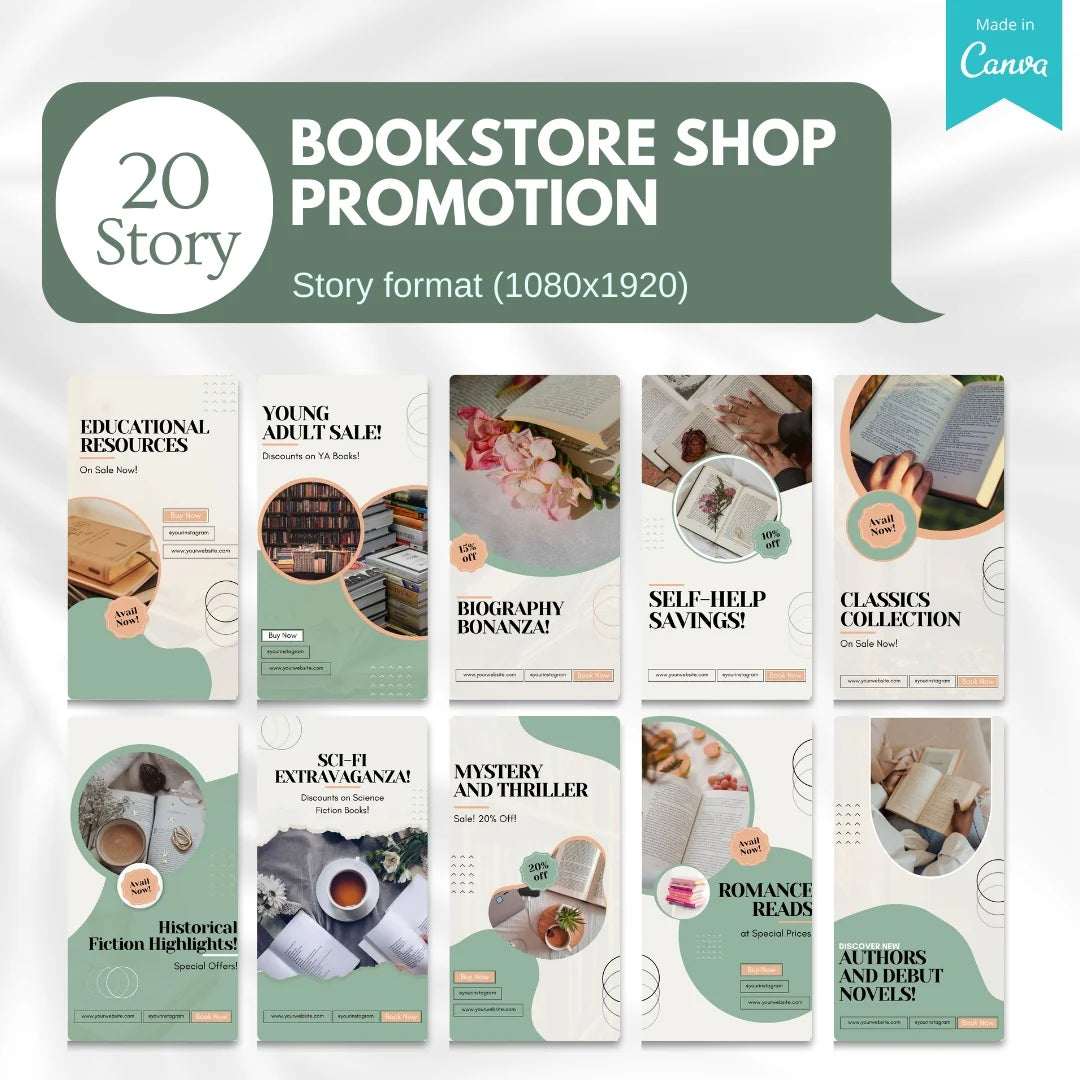 70 Bookstore Promotion Canva Templates