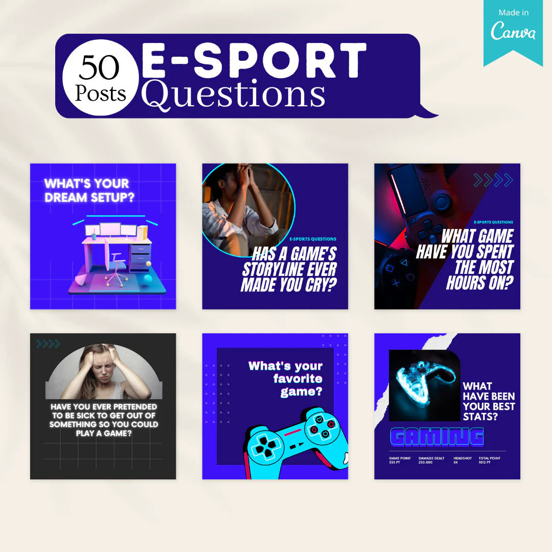 200 E-Sport Posts - Social Media Canva Templates