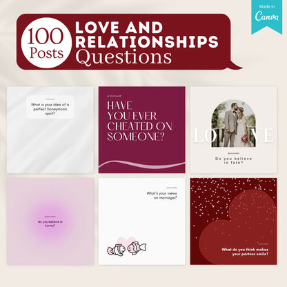 300 Love and Relationships Posts - Social Media Canva Templates