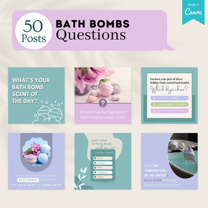 200 Bath Bombs Posts - Social Media Canva Templates