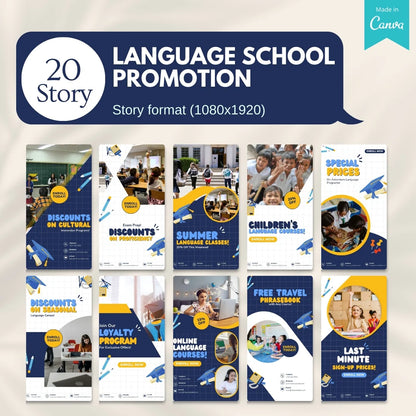 70 Language School Promotion Canva Templates