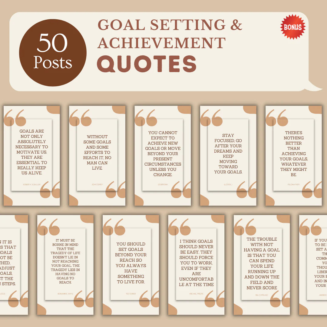 200 Goal Setting & Achievement Posts - Social Media Templates