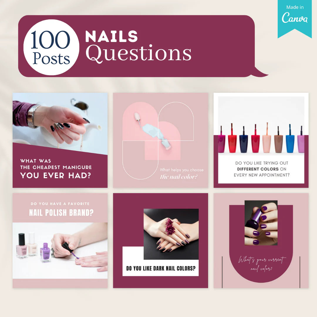 300 Nails Posts - Social Media Canva Templates