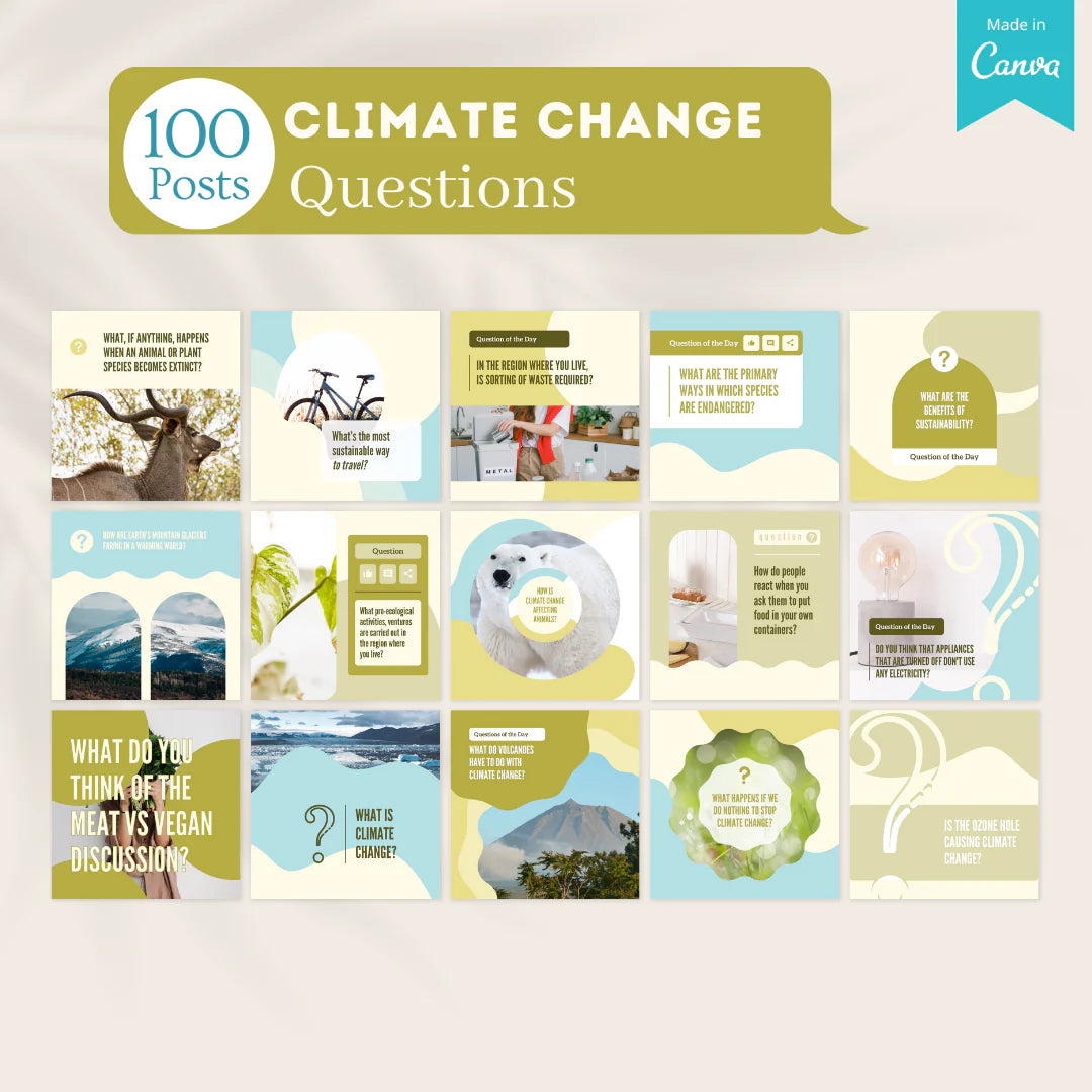 300 Climate Change Posts - Social Media Templates