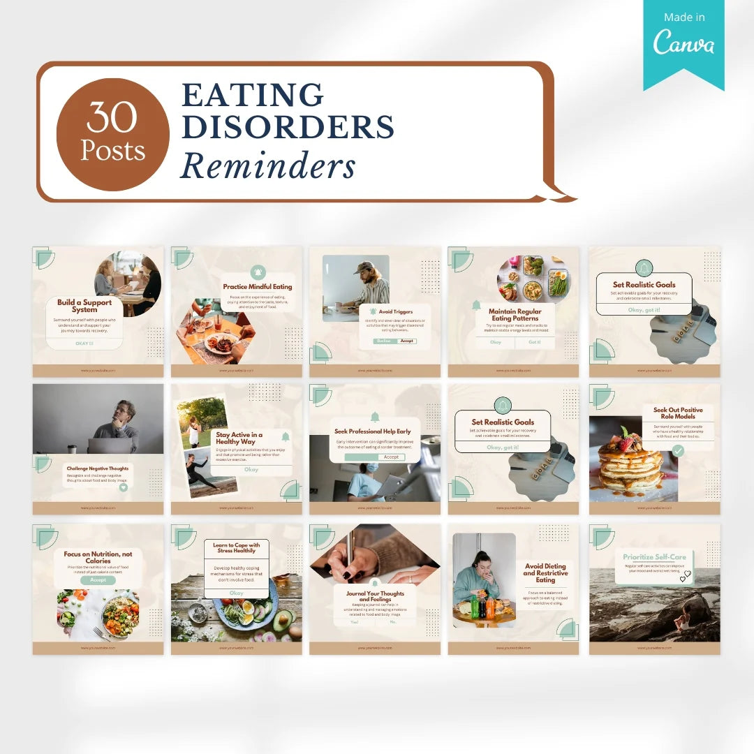 200 Eating Disorders Posts - Social Media Templates