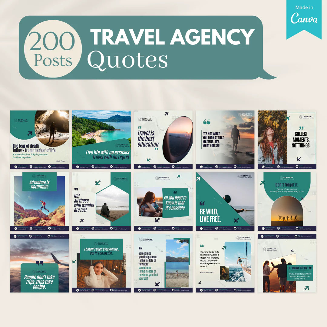 500 Travel Agency Posts - Social Media Templates