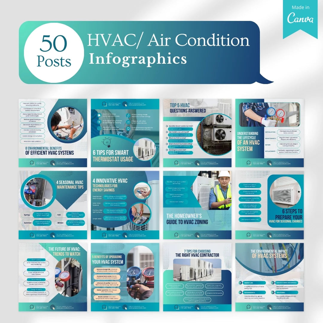 410 HVAC/Air Conditioning - Social Media Canva Templates