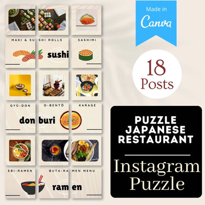 Puzzle Japanese Restaurant - Canva Templates