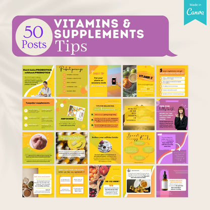 200 Vitamins & Supplements Posts - Social Media Templates