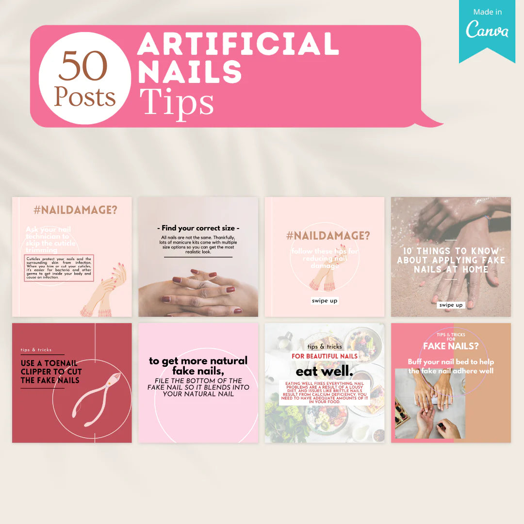 200 Artificial Nails Posts - Social Media Templates