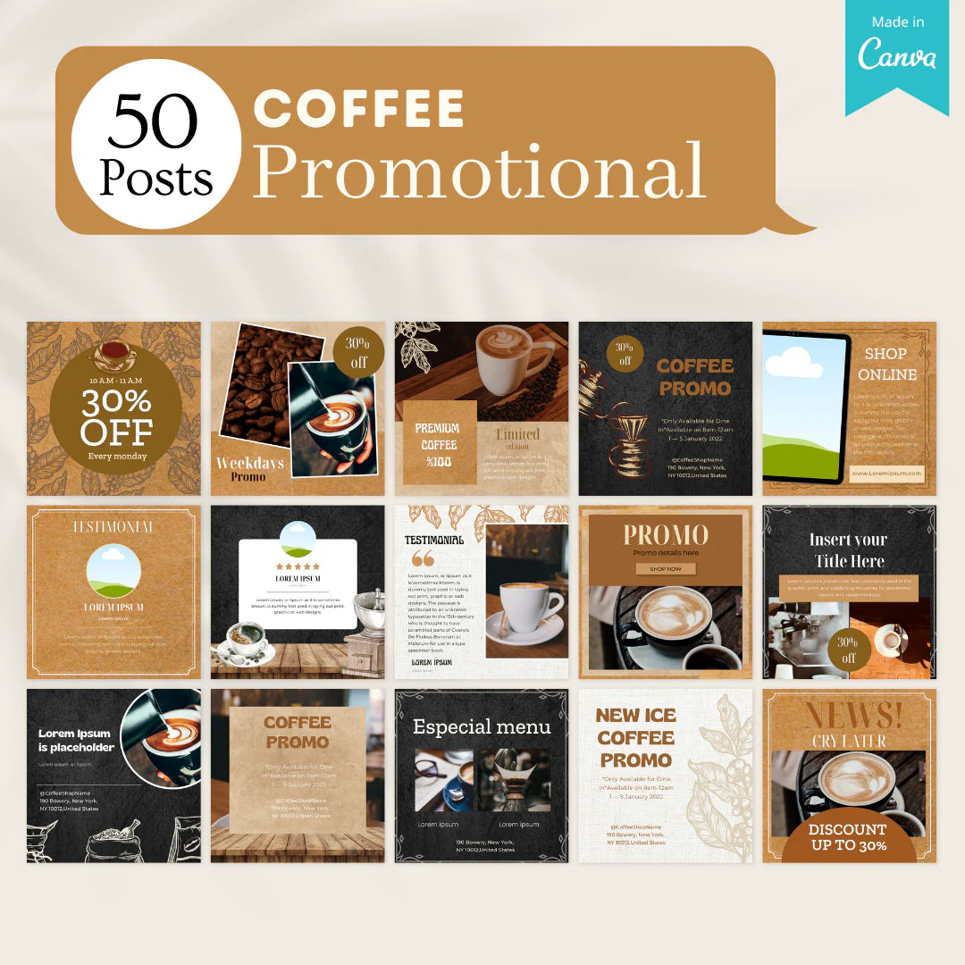 200 Coffee Posts - Social Media Templates