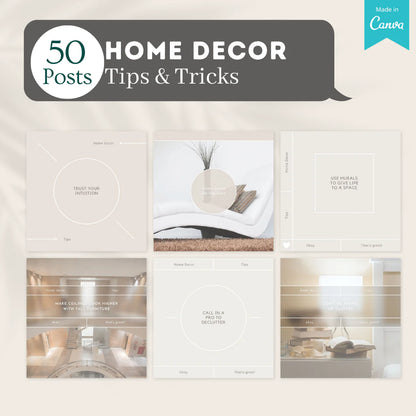 300 Home Decor Posts - Social Media Canva Templates