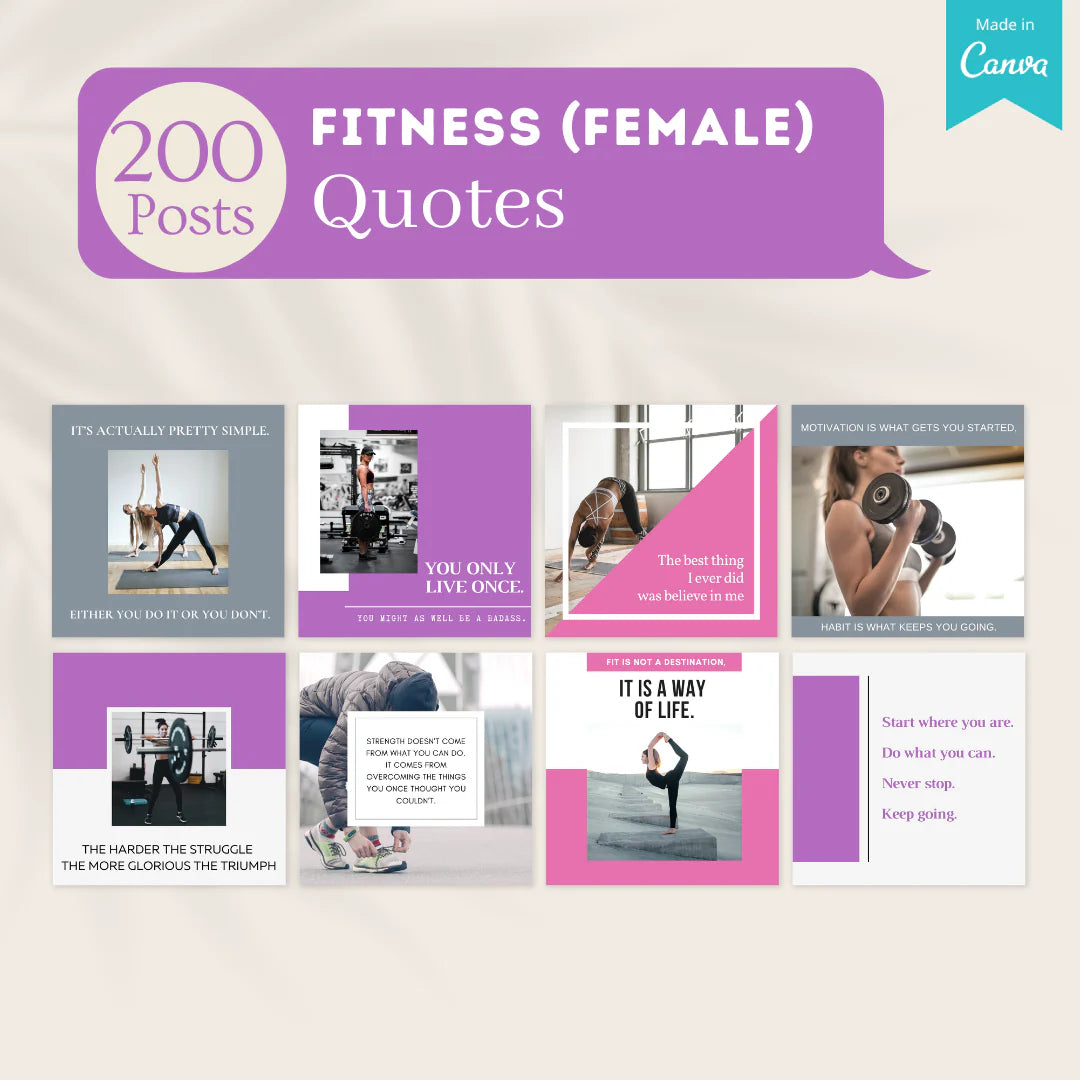 400 Fitness (Female) Posts - Social Media Templates