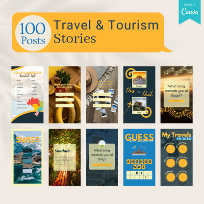 200 Travel & Tourism Posts - Social Media Templates