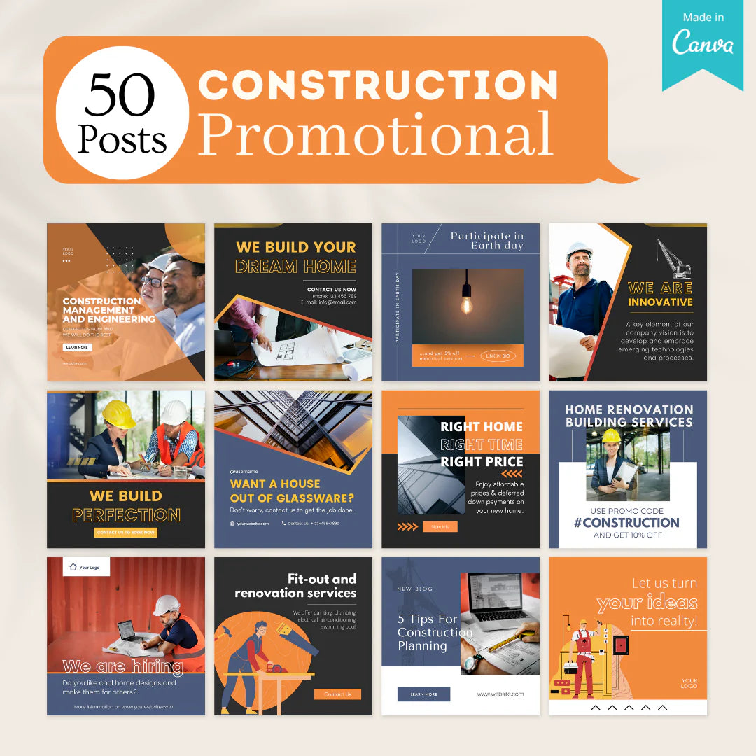 200 Construction Posts - Social Media Templates